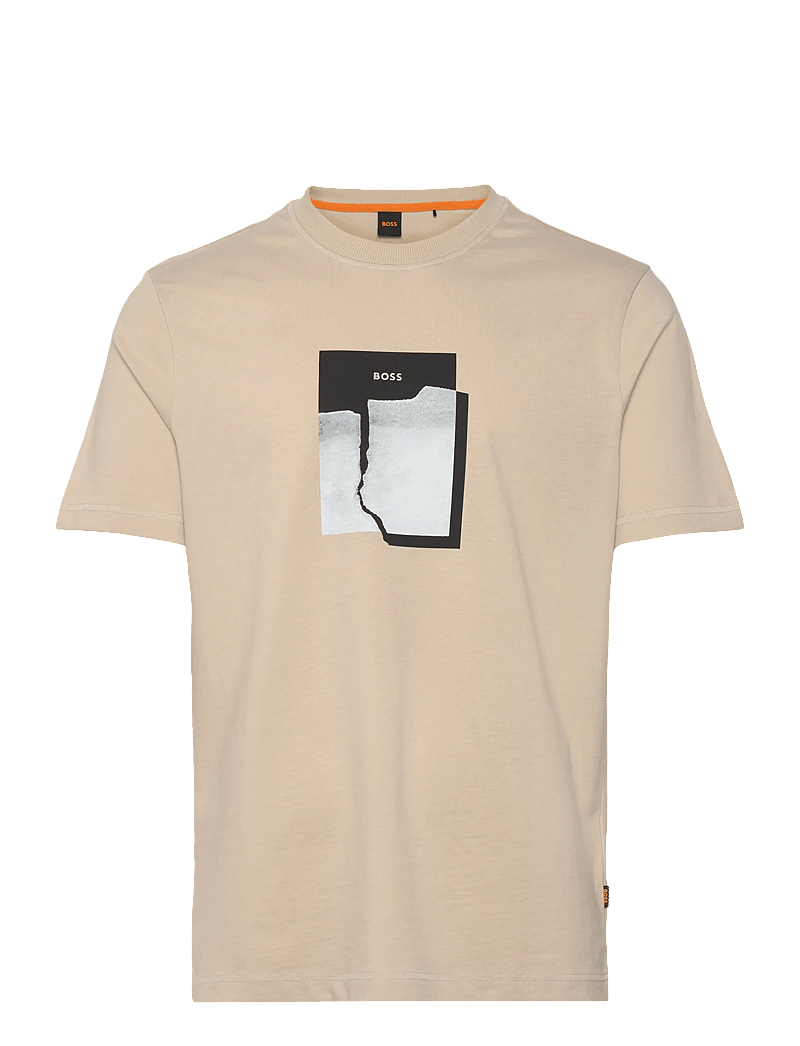 BOSS - Te_brokenice - short-sleeved t-shirts - light beige - 0