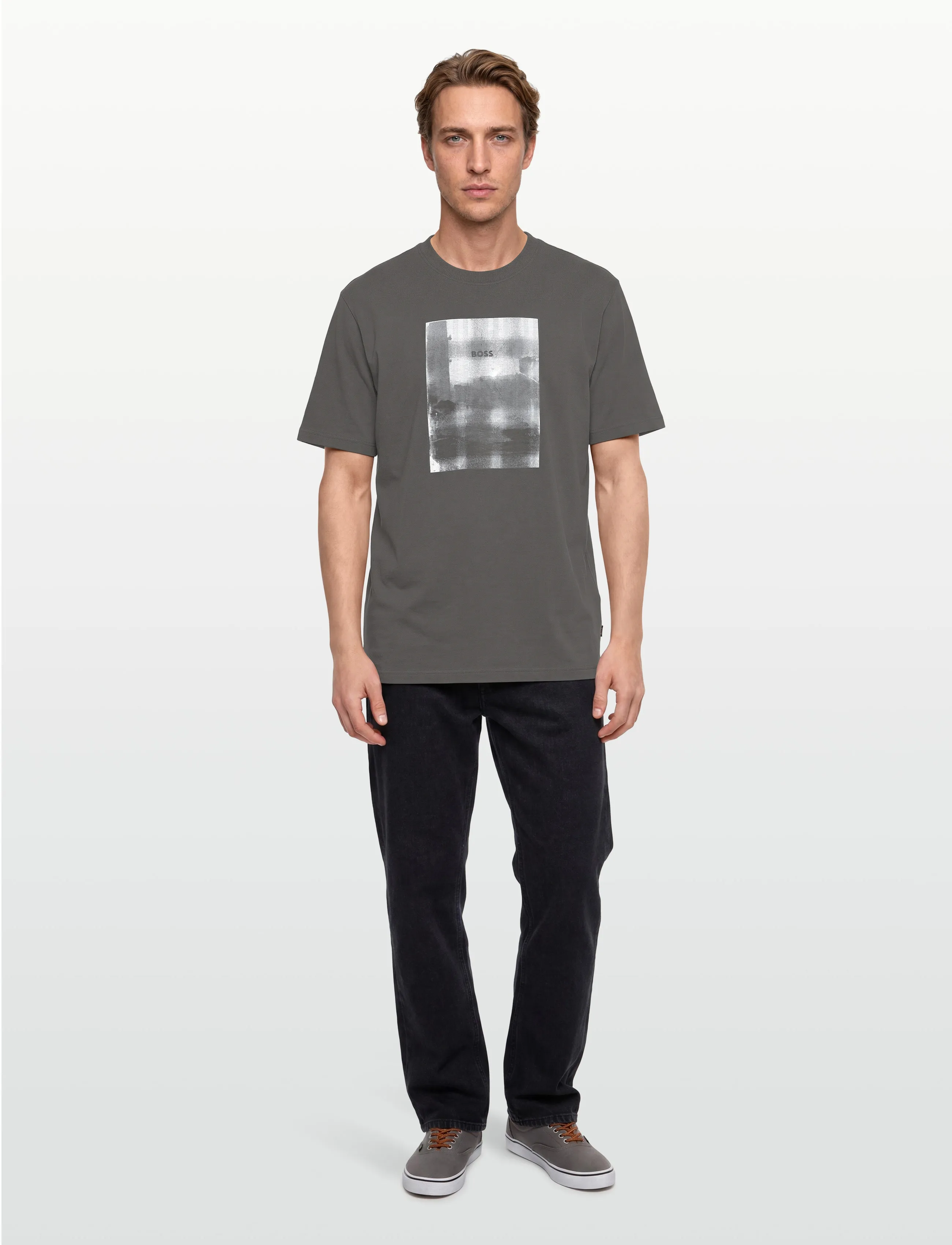 BOSS Te_Brokenice, S, T-shirts, Grau - Short-sleeved, Männerswear