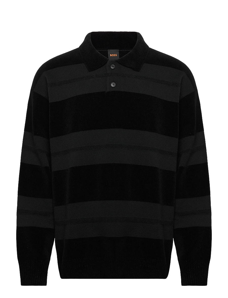 BOSS - Amburgh - langärmelige strick-polohemden - black - 0