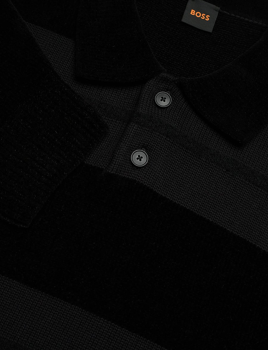 BOSS - Amburgh - langärmelige strick-polohemden - black - 2