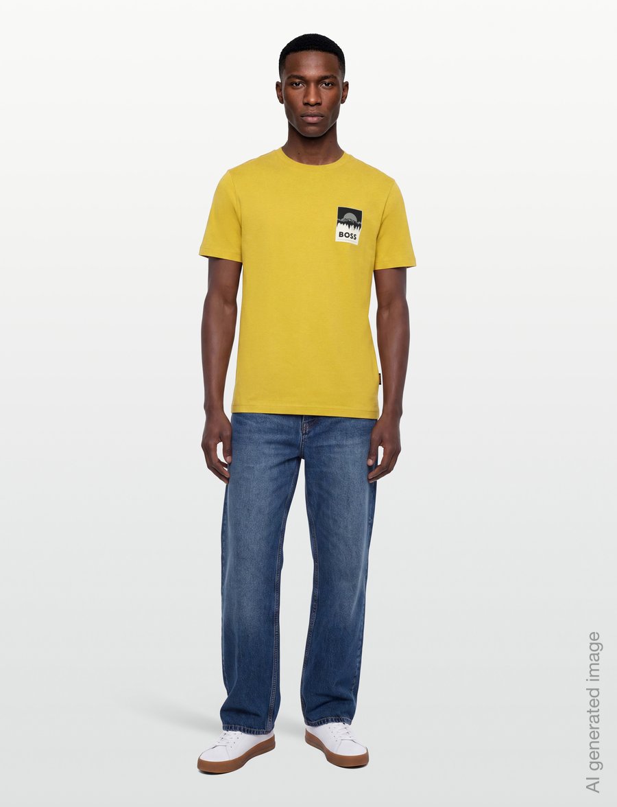 BOSS - Te_Plain - kurzärmelige t-shirts - medium yellow - 0