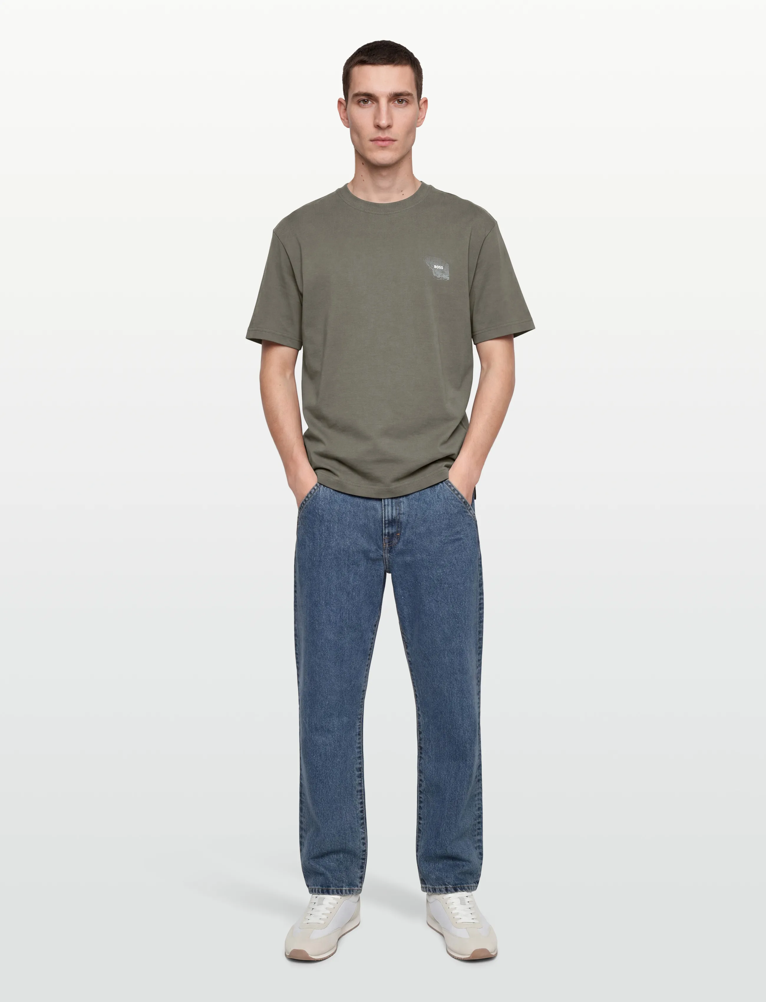 BOSS Te_Citylights - Tøj - OPEN GREY / khaki/green
