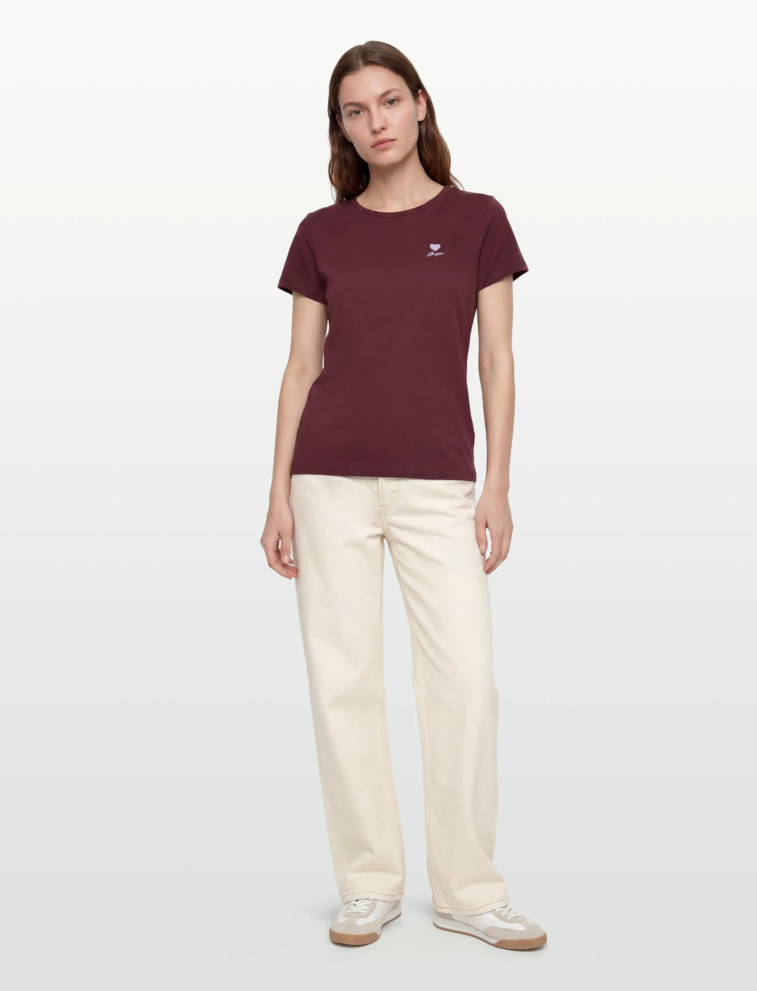 BOSS C_Elove_1 - T-Shirts & Tops - DARK BROWN / burgundy