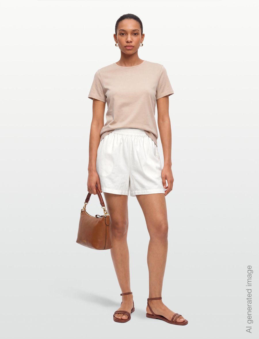 BOSS - C_Tallan - linen shorts - open white - 0