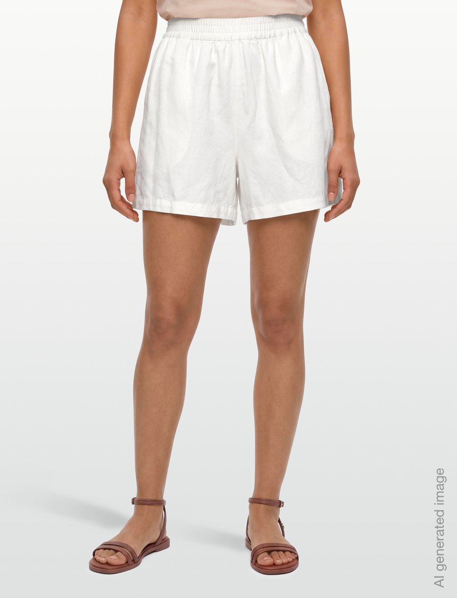 BOSS - C_Tallan - linen shorts - open white - 3