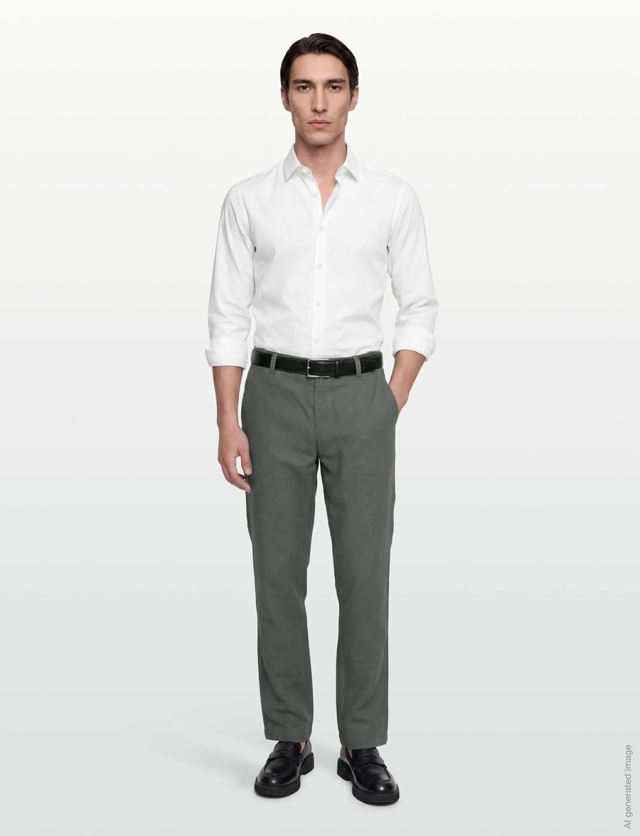 BOSS - Sanderson-L-3 - leinenhosen - open grey - 0