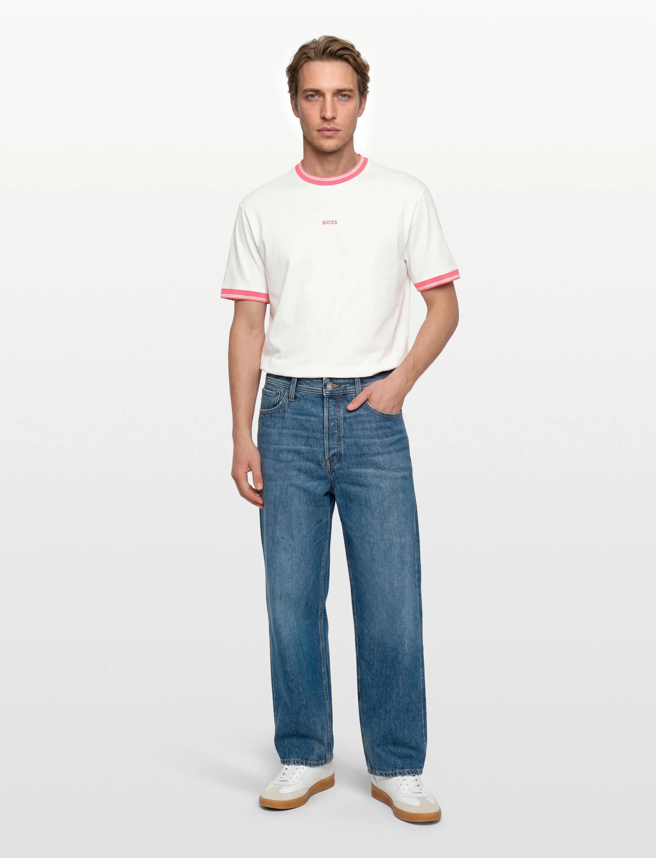 BOSS Te_Blocks, Mænd, Ringer T-Shirt, Hvid, Str: L
