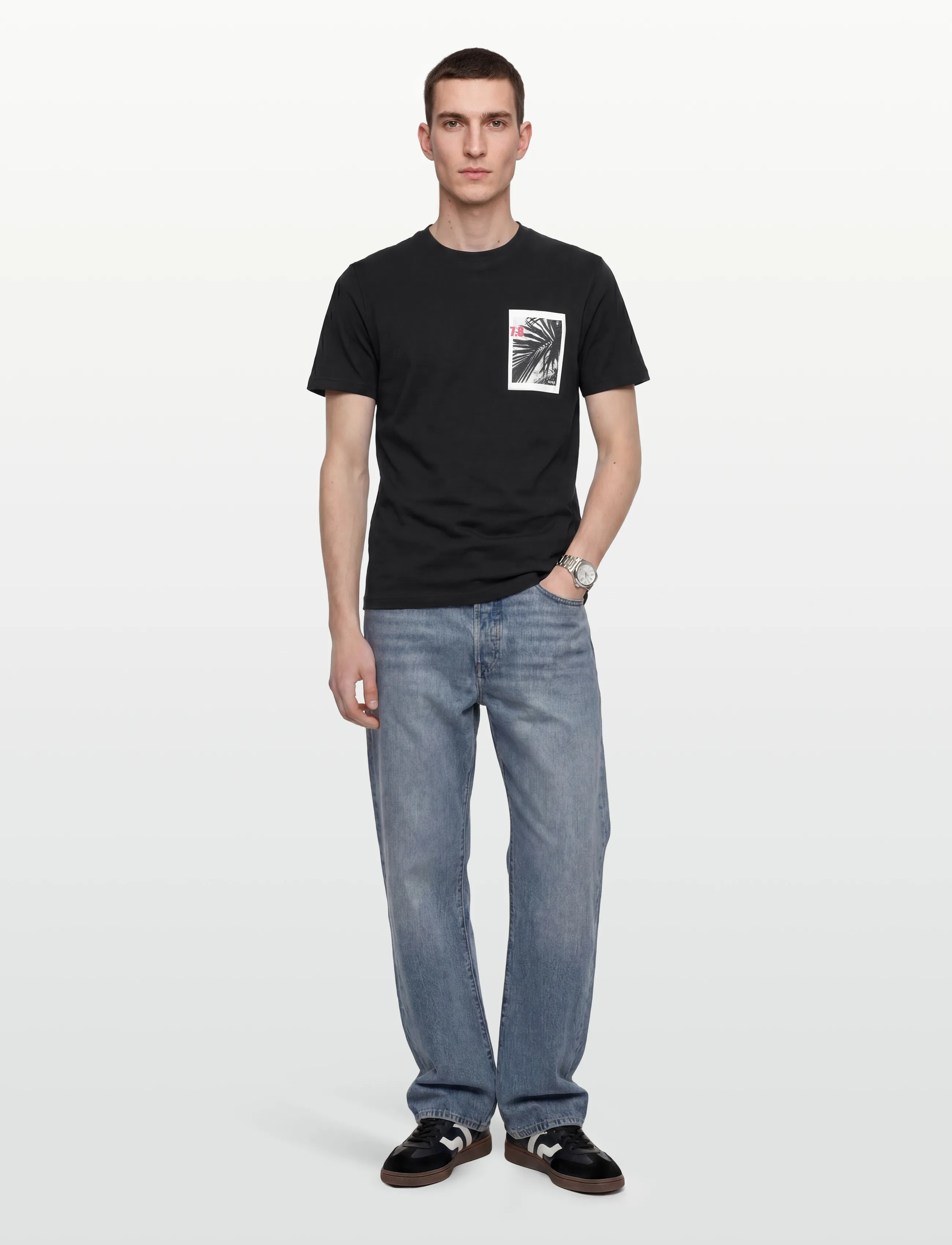 BOSS Te_Board, Mænd, T-shirt Med Grafisk Tryk, Sort, Str: L
