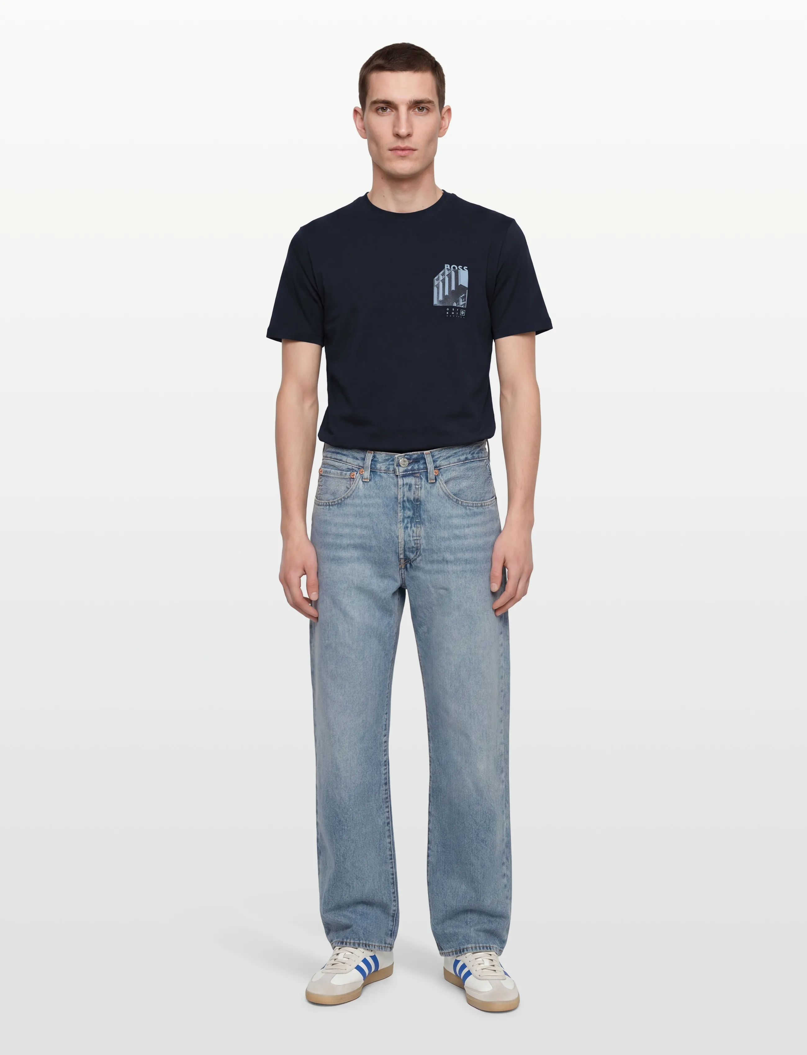 BOSS Te_Board, Mænd, T-shirt Med Grafisk Tryk, Navy, Str: M