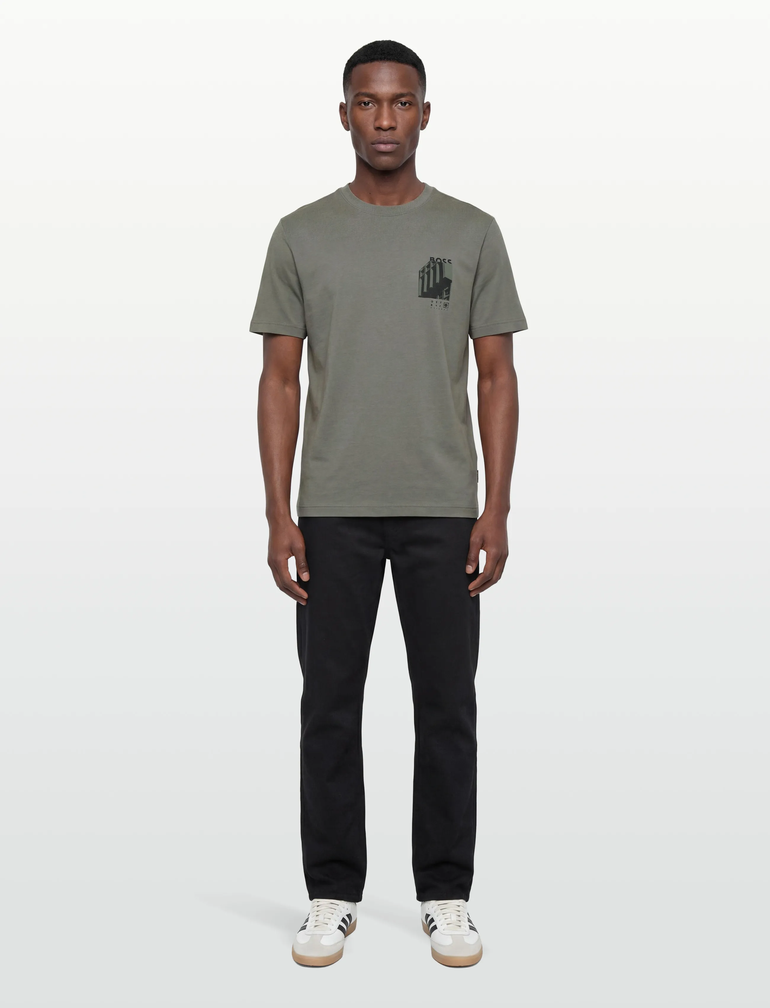 BOSS Te_Board, Mænd, T-shirt Med Grafisk Tryk, Grå, Str: XXXL