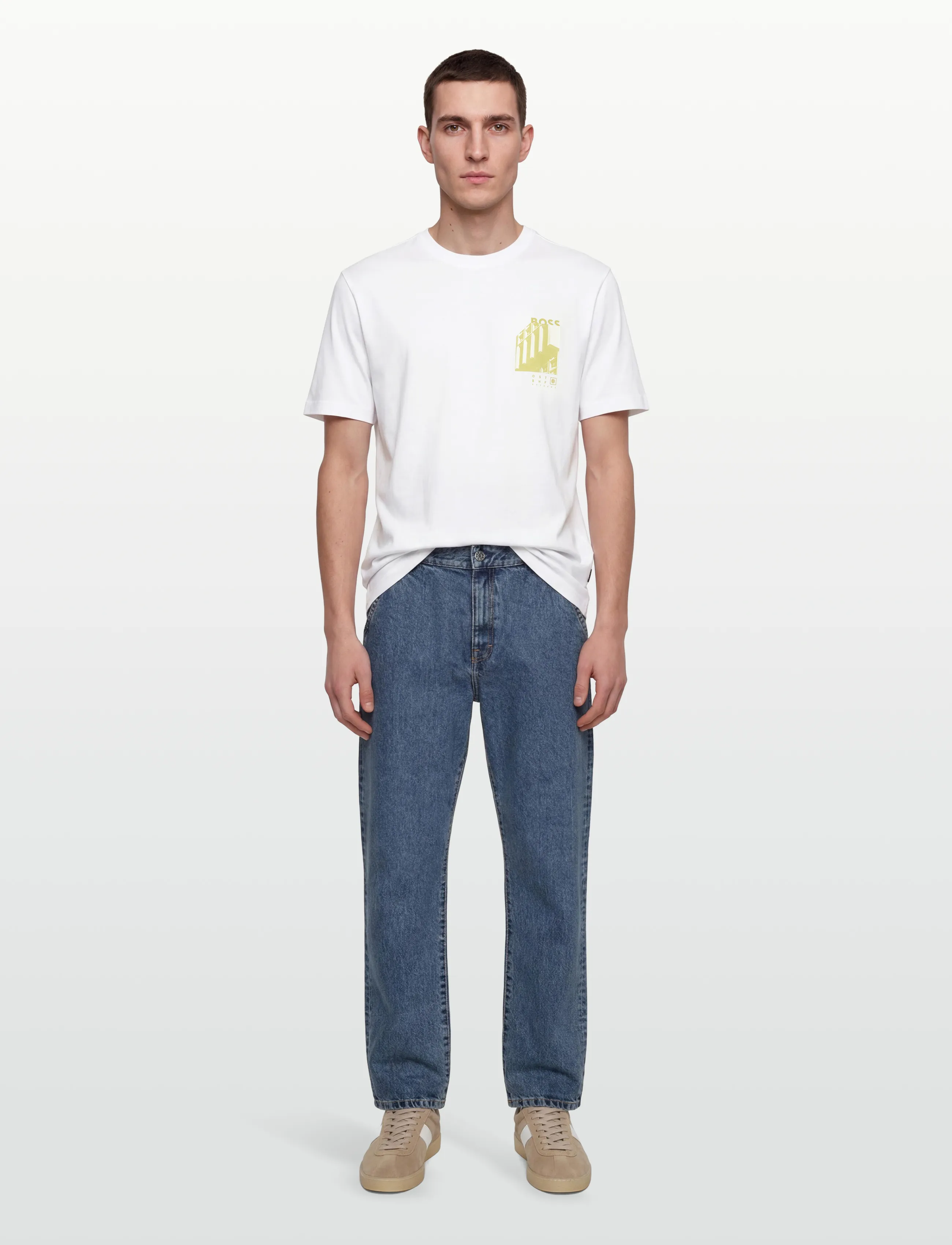 BOSS Te_Board, Mænd, T-shirt Med Grafisk Tryk, Hvid, Str: S