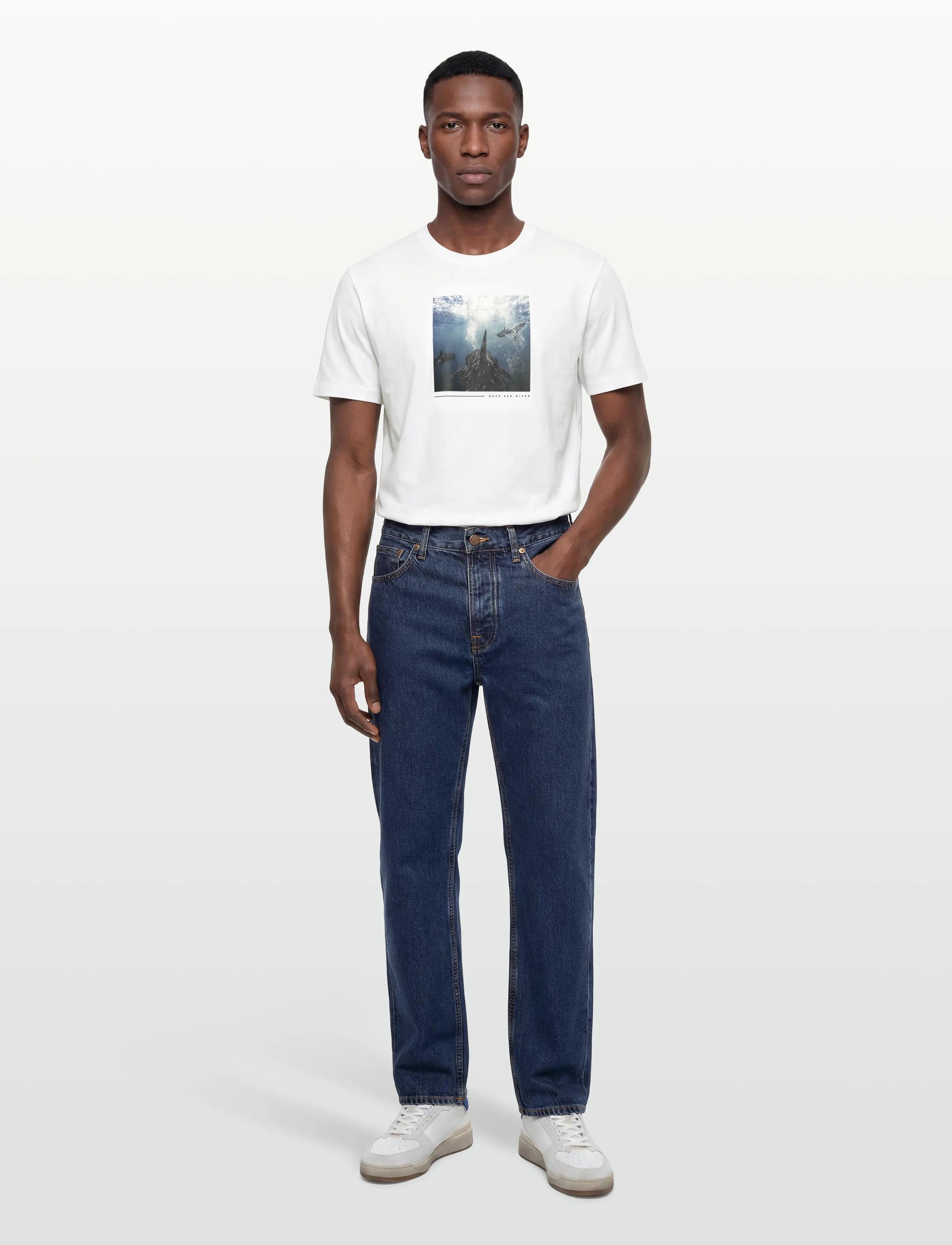 BOSS Te_Creature - T-shirts - NATURAL / white