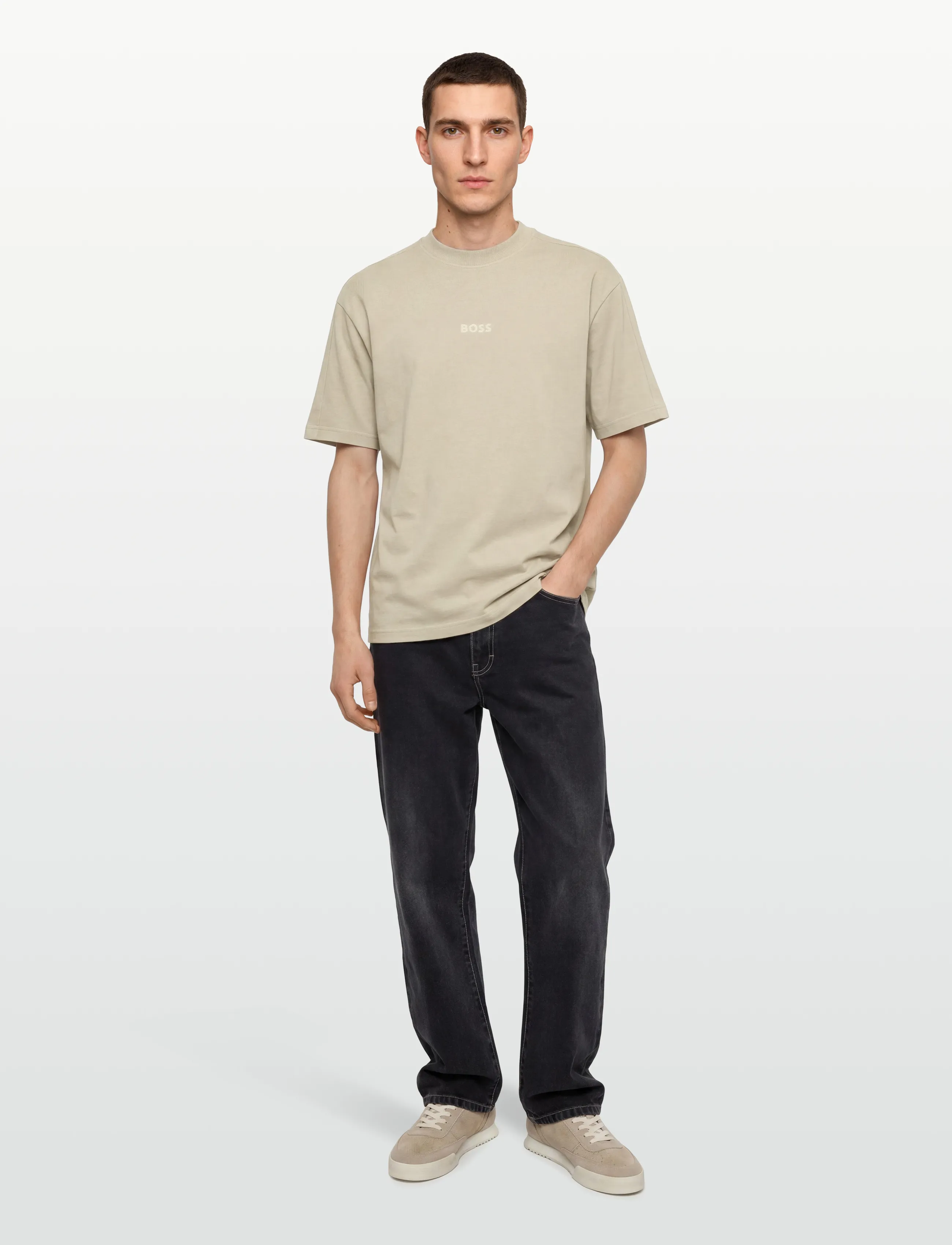 BOSS Te_Tile - Kurzärmelige T-Shirts - LIGHT BEIGE / beige