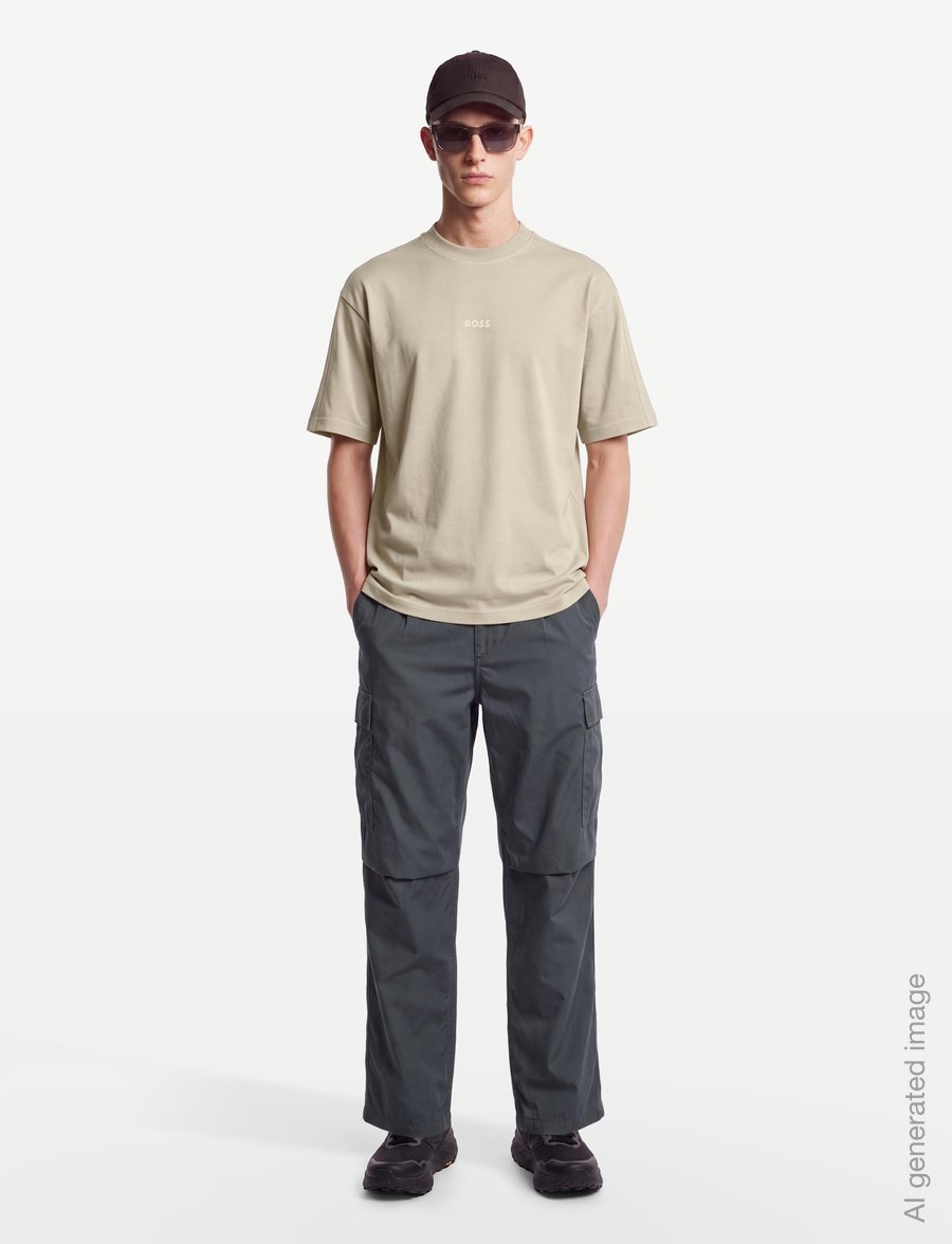 BOSS - Te_Tile - kurzärmelige t-shirts - light beige - 0