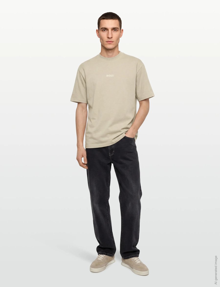 BOSS - Te_Tile - kurzärmelige t-shirts - light beige - 0