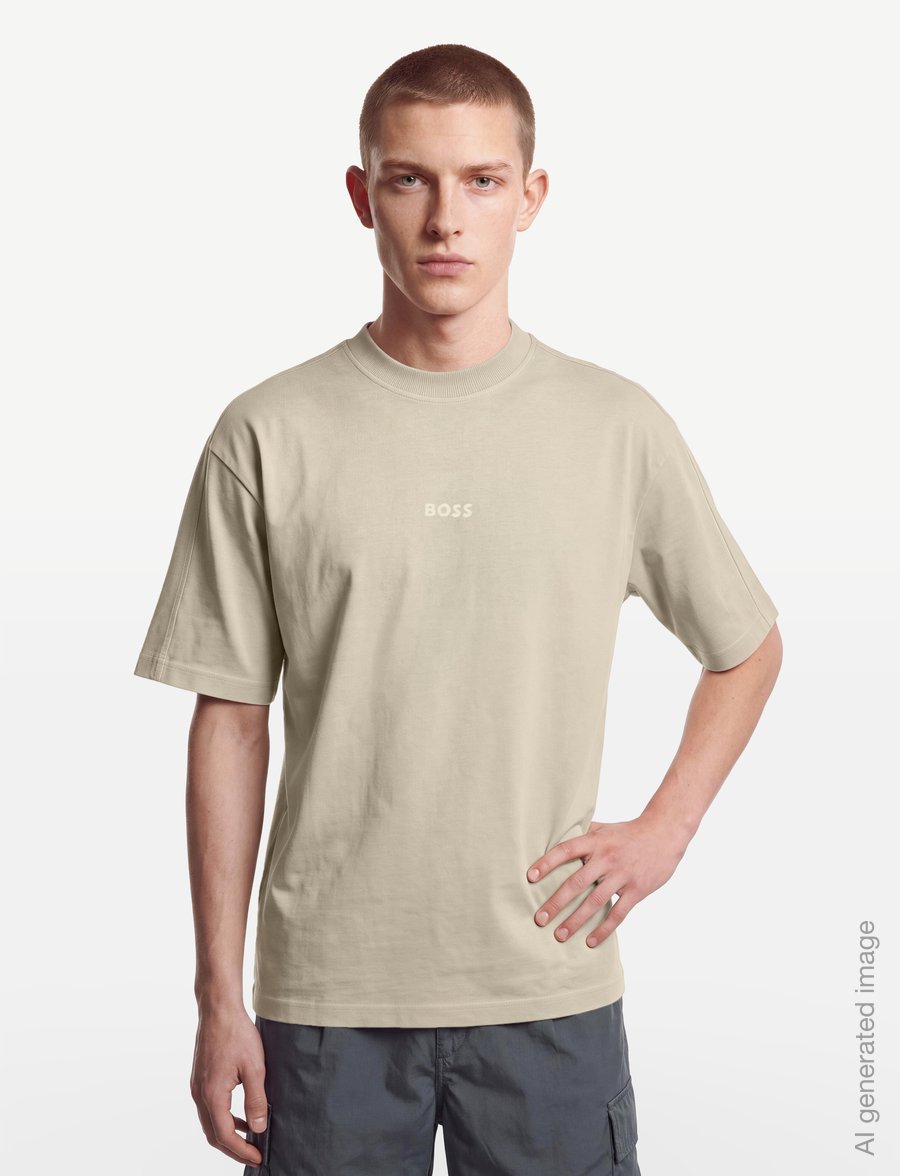BOSS - Te_Tile - kurzärmelige t-shirts - light beige - 3