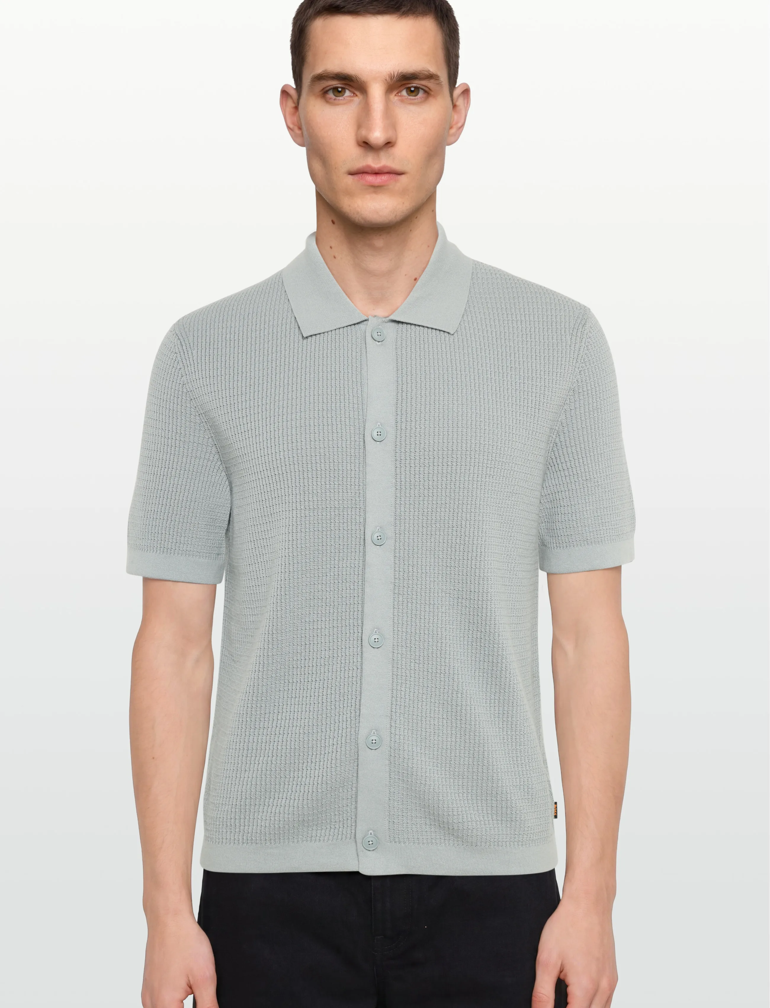 BOSS - Akepalo - langärmlige strick-polohemden - open grey - 3