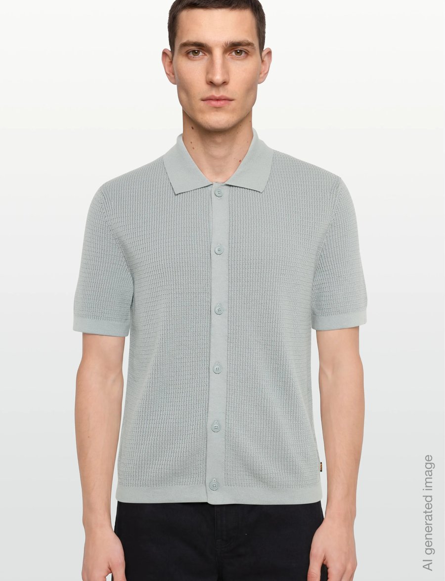 BOSS - Akepalo - langärmlige strick-polohemden - open grey - 3
