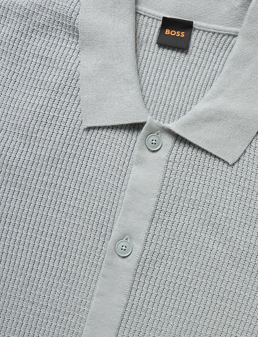 BOSS - Akepalo - langärmlige strick-polohemden - open grey - 5