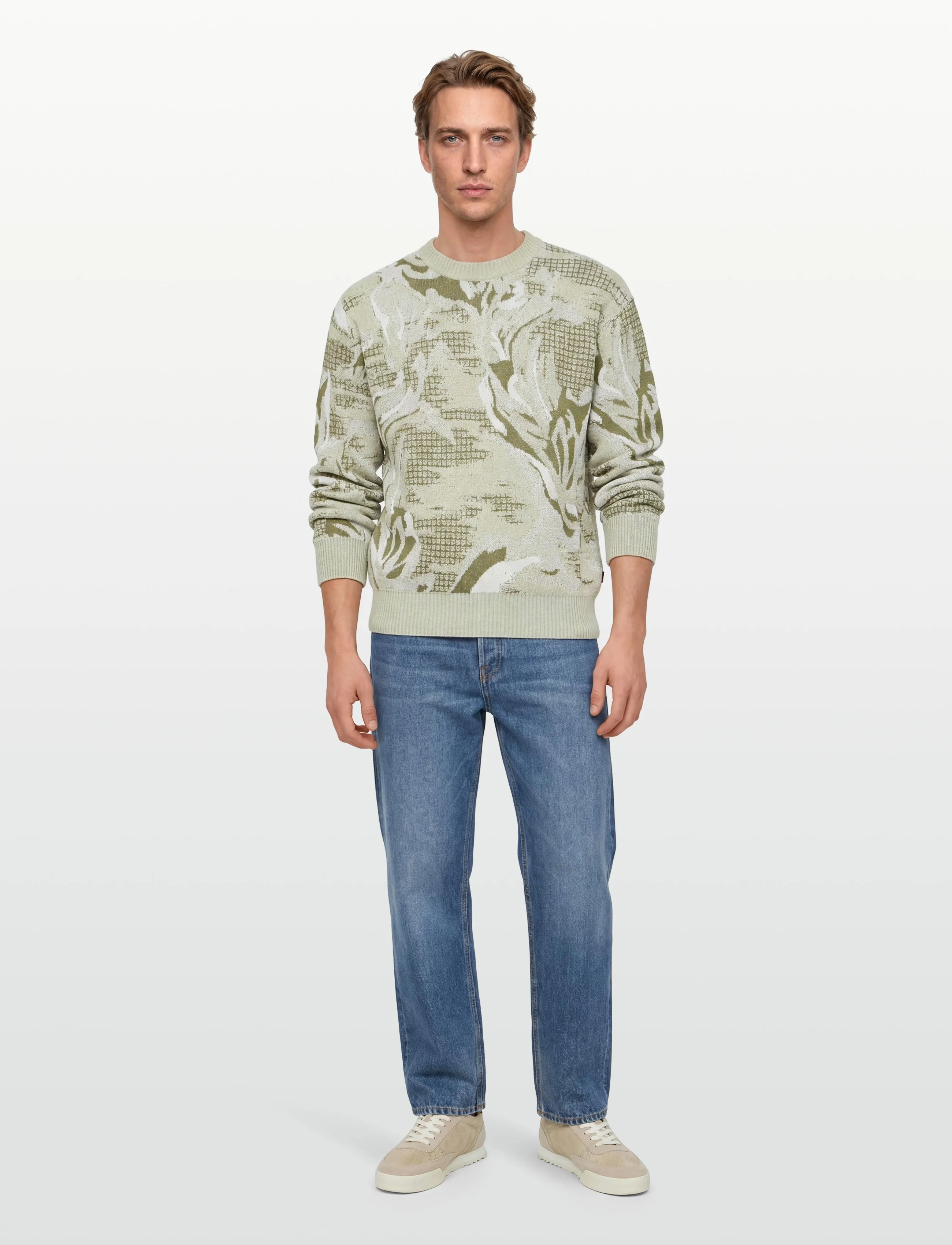 BOSS - Afloralo - rund hals - light beige - 0