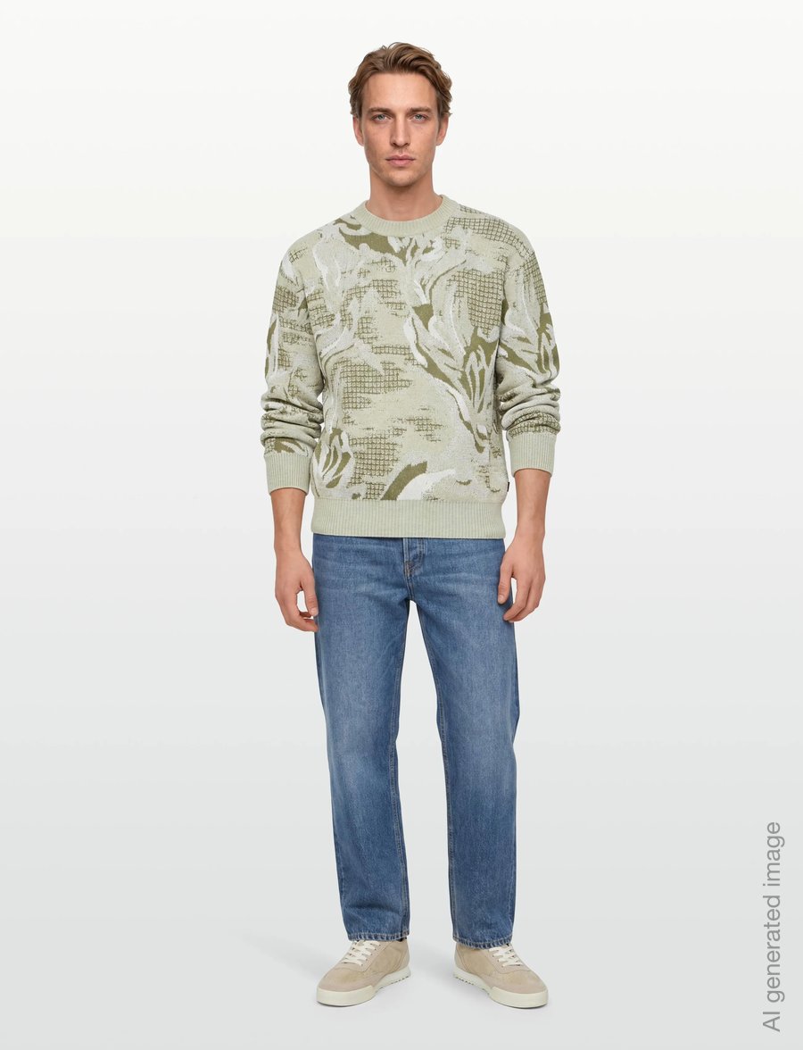 BOSS - Afloralo - okrągły dekolt - light beige - 0