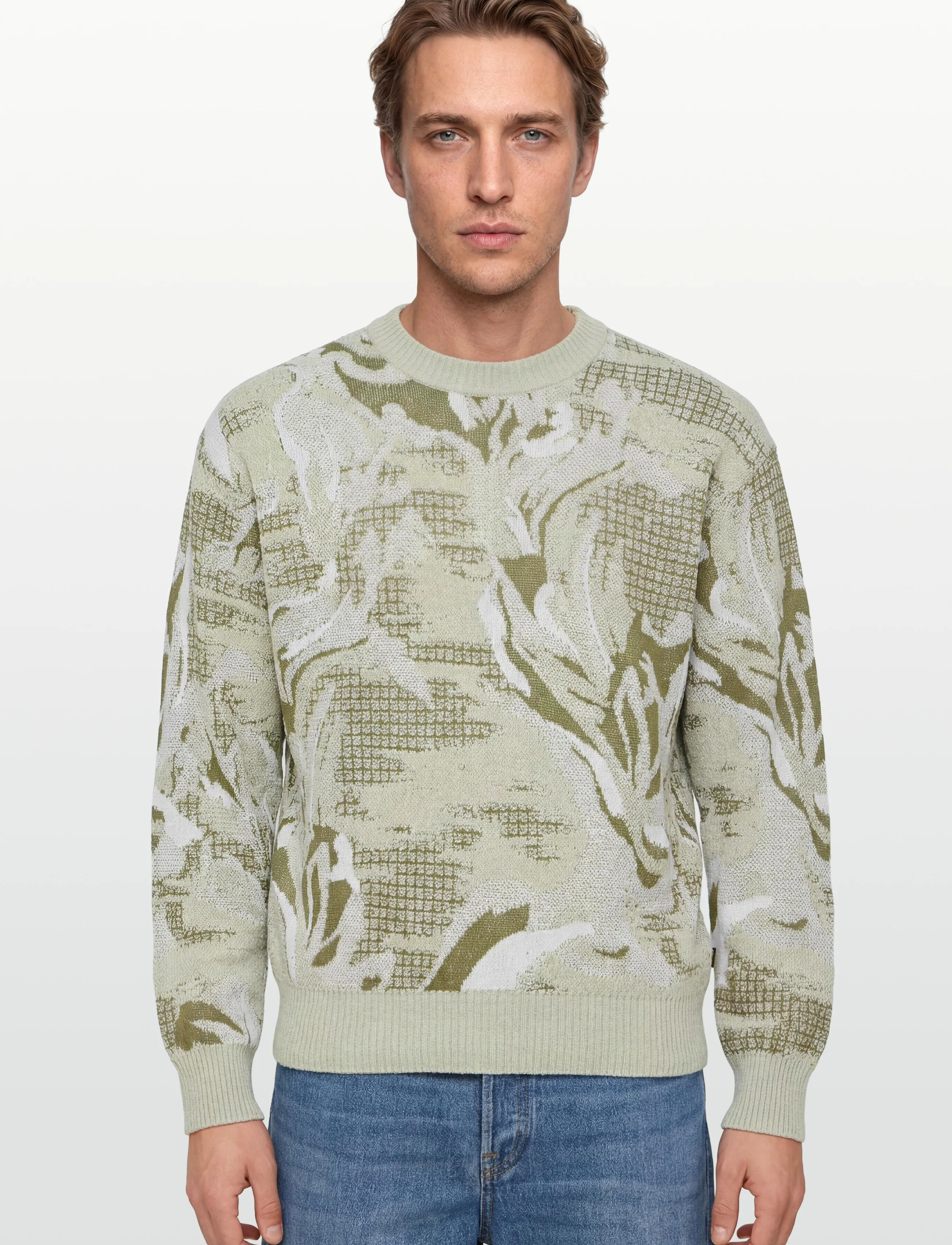 BOSS - Afloralo - rund hals - light beige - 4