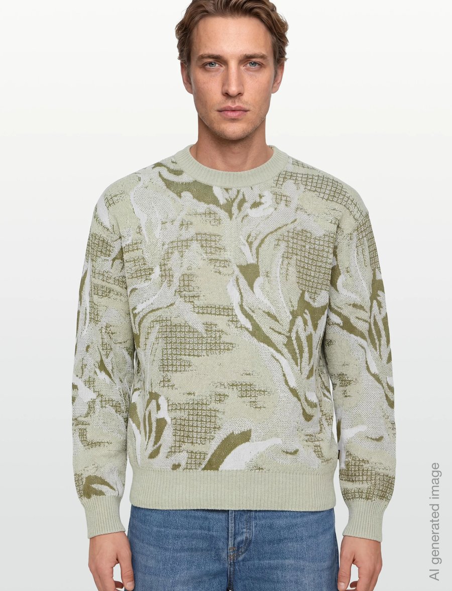 BOSS - Afloralo - okrągły dekolt - light beige - 4