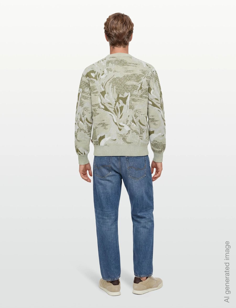BOSS - Afloralo - okrągły dekolt - light beige - 5