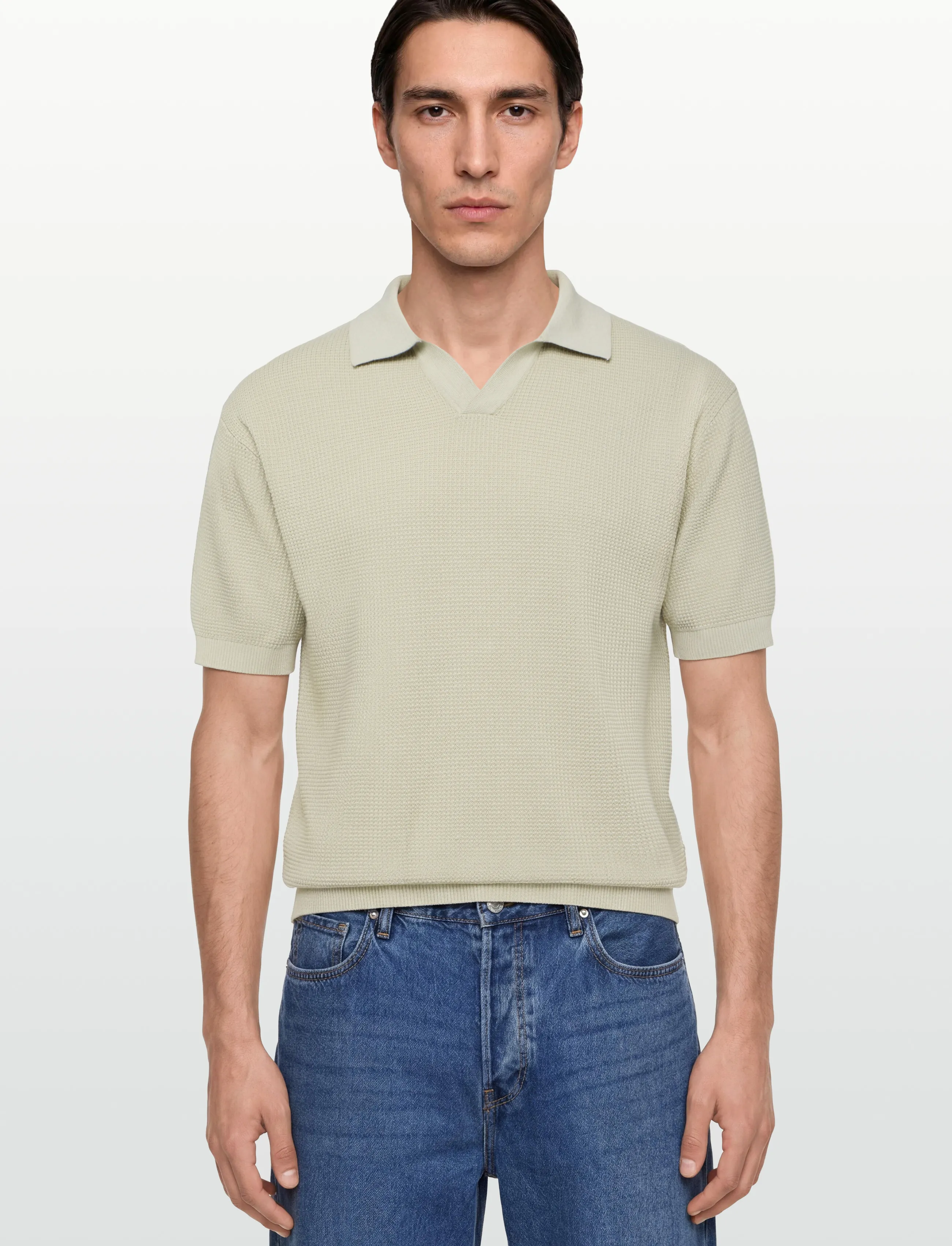 BOSS - Kocello - langärmlige strick-polohemden - light beige - 3