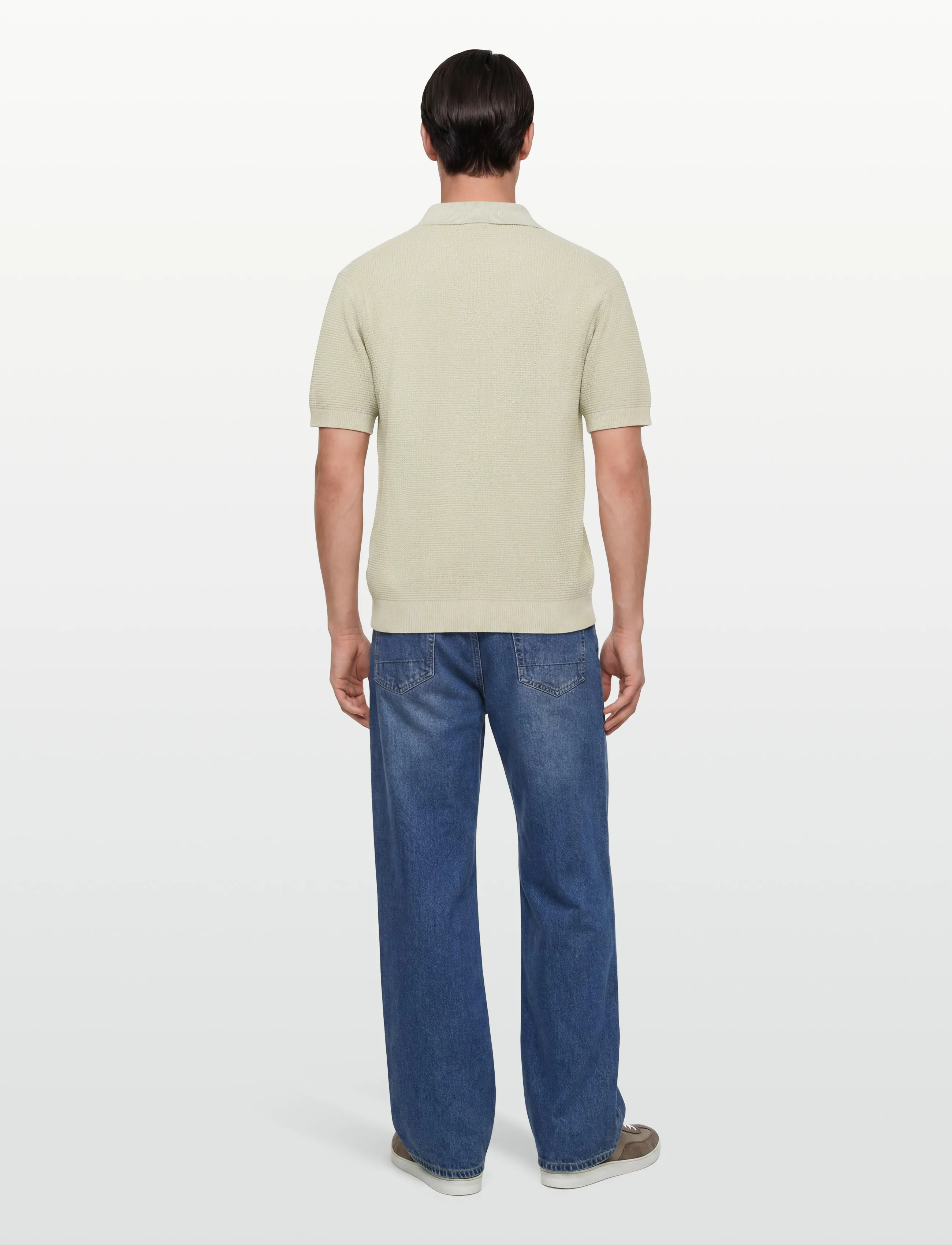 BOSS - Kocello - langärmlige strick-polohemden - light beige - 4