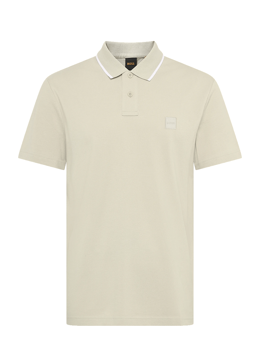 BOSS - Passerford - langärmlige strick-polohemden - light beige - 0