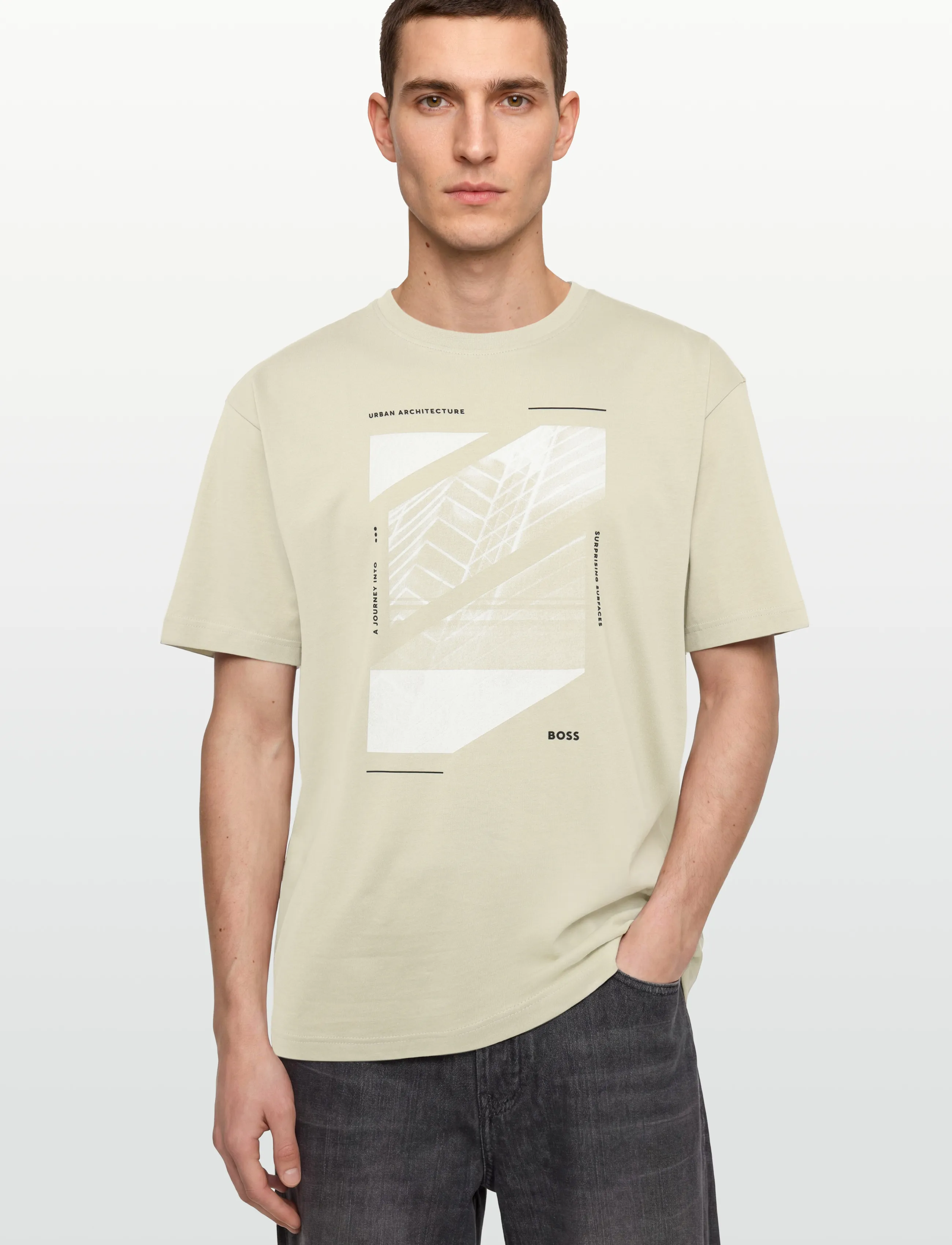 BOSS - Te_Journey - kortärmade t-shirts - light beige - 3