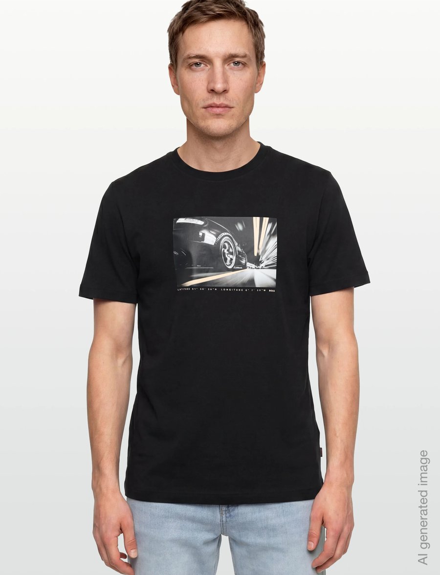 BOSS - Te_Motors - kurzärmelige t-shirts - black - 3