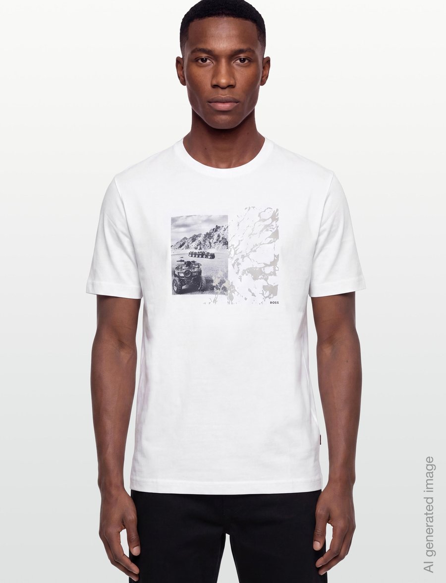 BOSS - Te_Motors - short-sleeved t-shirts - natural - 3