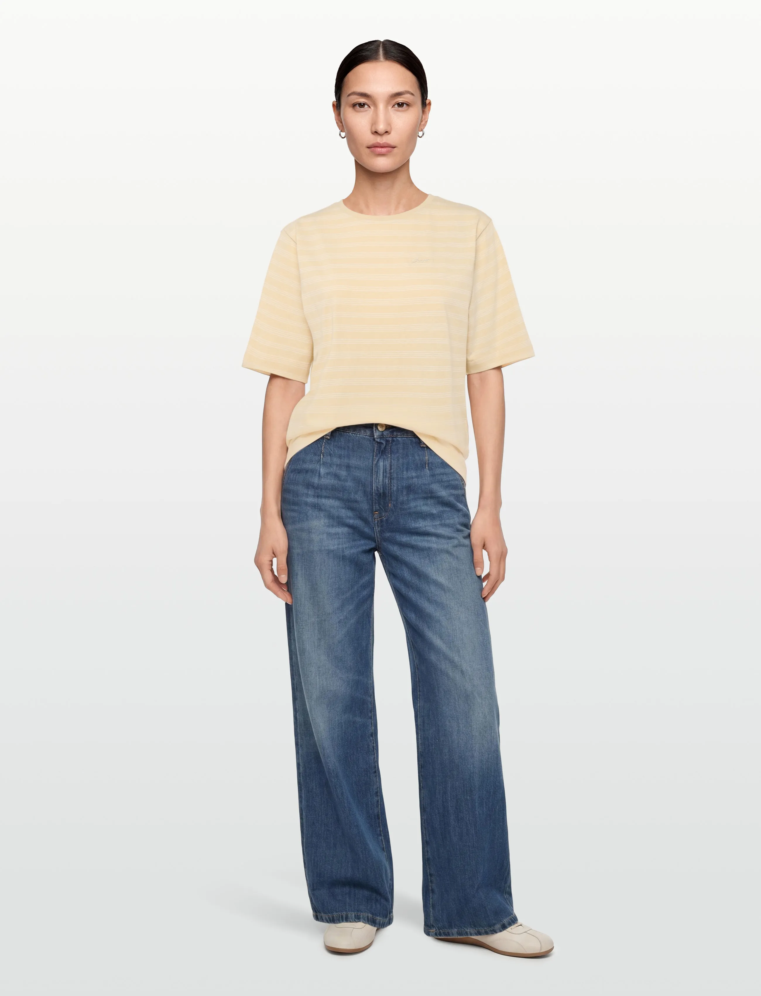 BOSS C_Eregular_stripe_1 - T-Shirts & Tops - OPEN MISCELLANEOUS / cream
