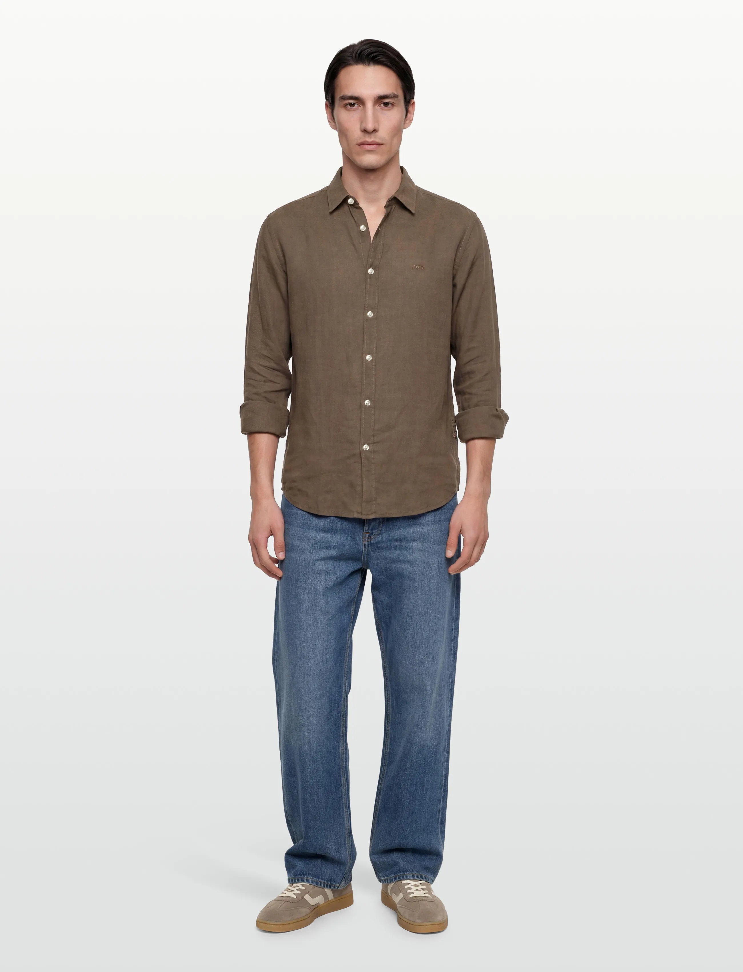 BOSS Relegant_6_M, XXL, Shirts, Braun - Linen Männerswear