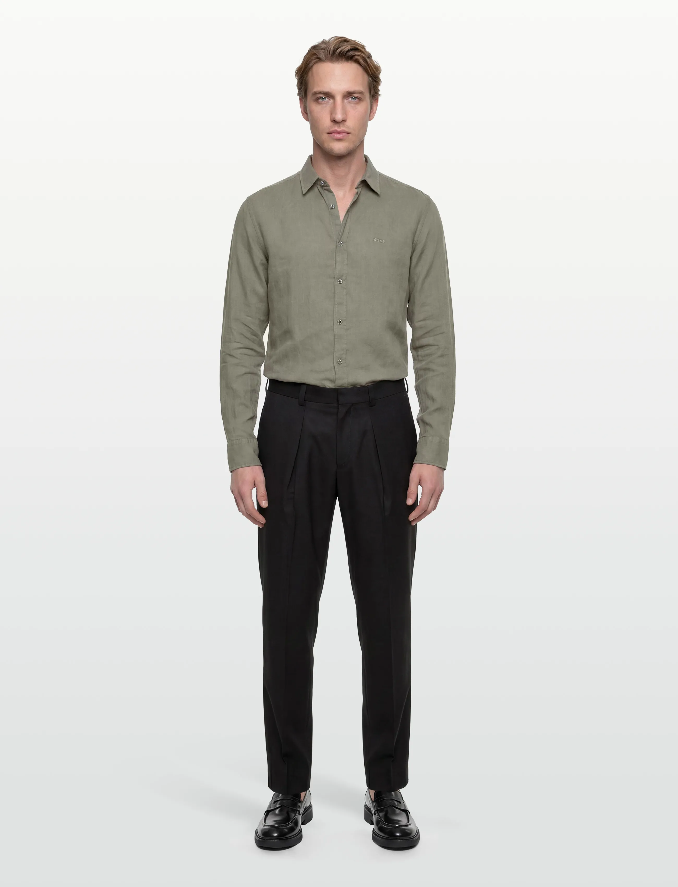 BOSS Relegant_6_M - Linnekläder - OPEN GREY / khaki/green
