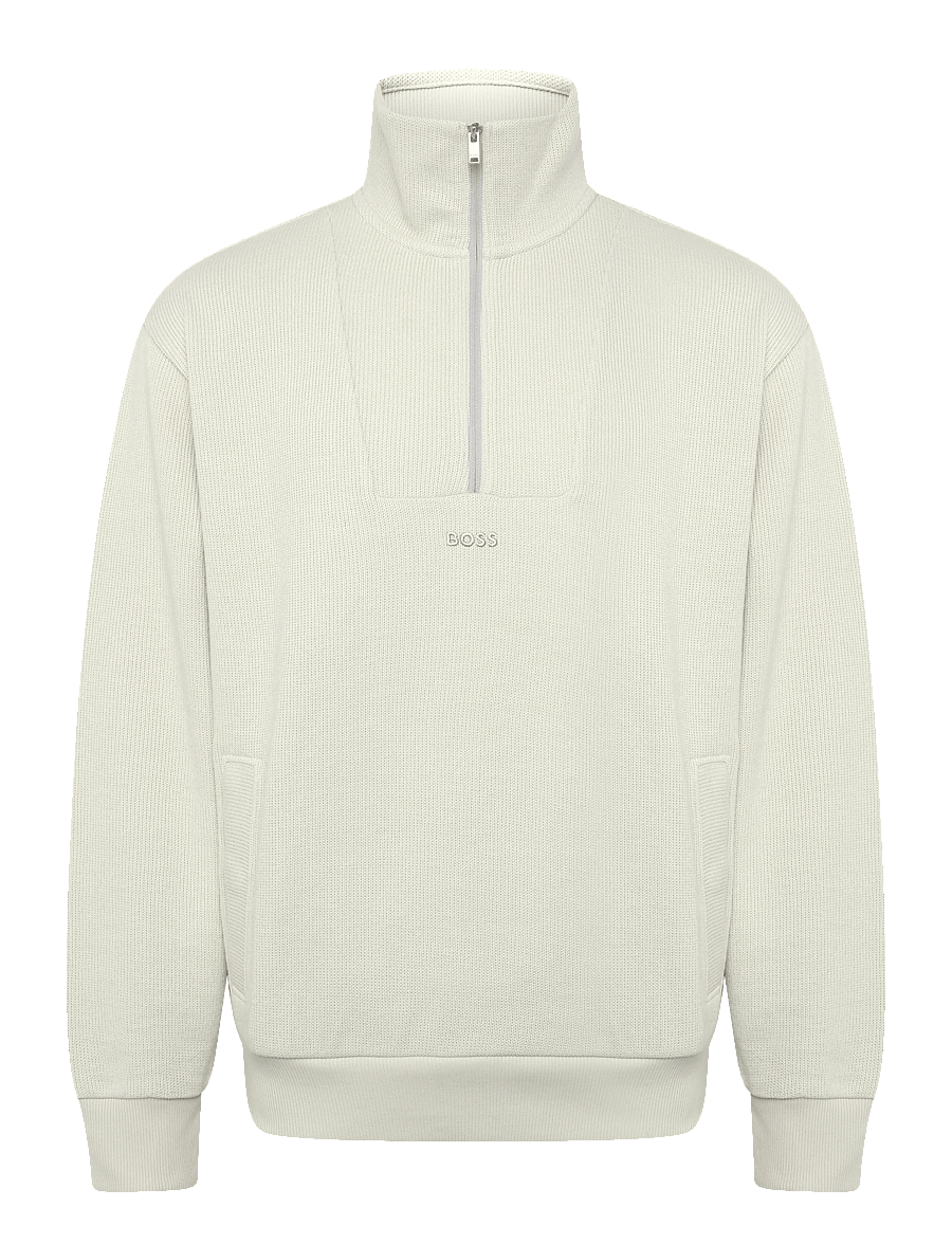 BOSS - Ze_Frost - pullover mit halbem reißverschluss - light beige - 0