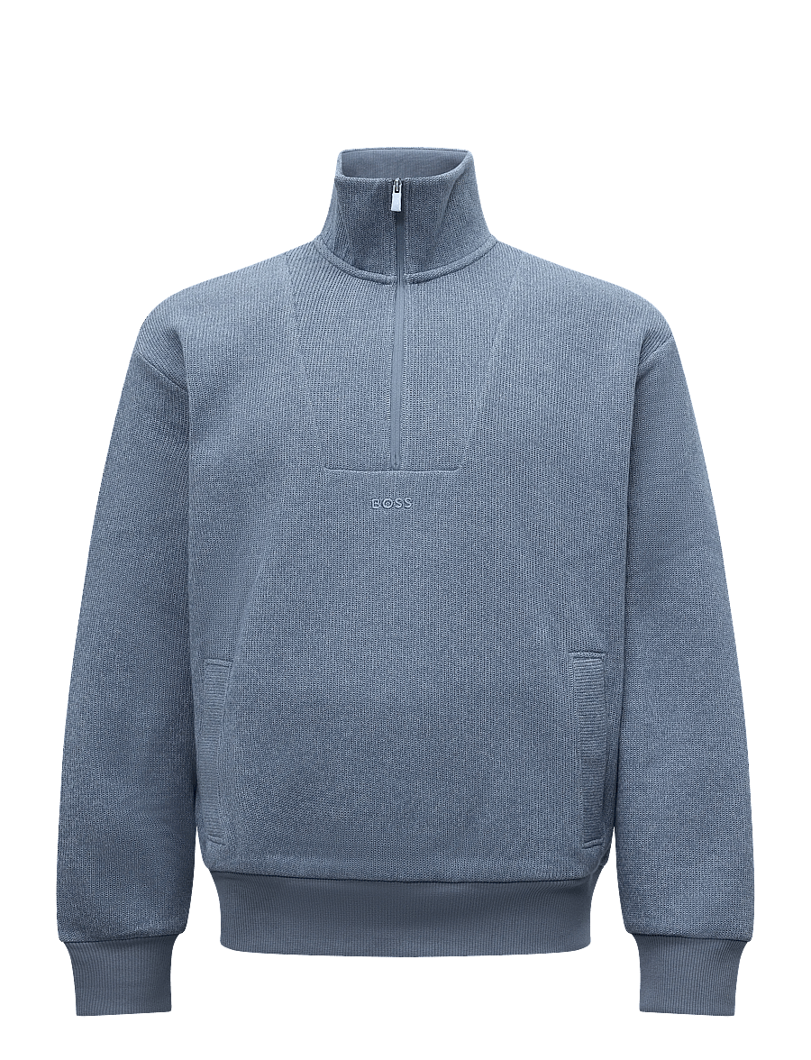 BOSS - Ze_Frost - poolpika lukuga džemprid - medium blue - 0