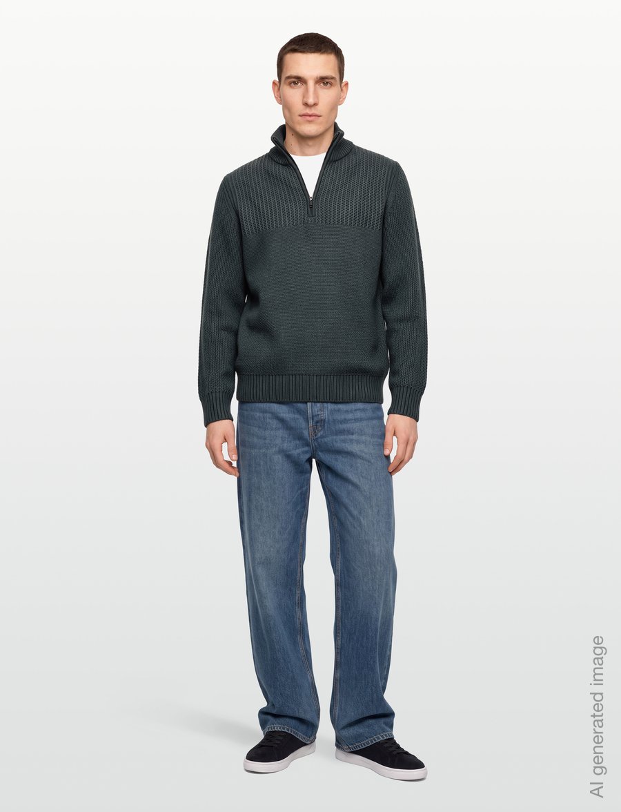 BOSS - Kenter - halfzip strik - open green - 0