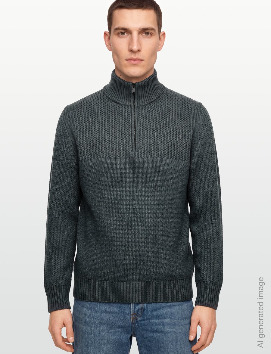 BOSS - Kenter - halfzip strik - open green - 3