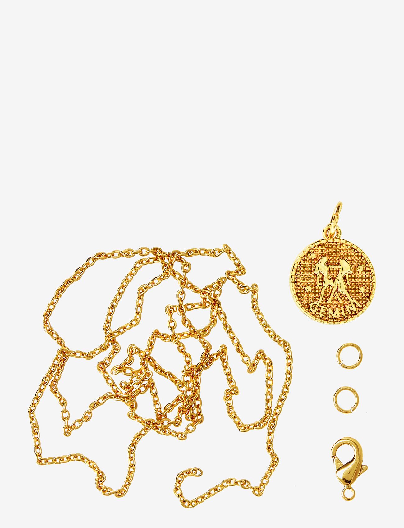 Zodiac coin pendant and chain set, Gemini - GOLD-GEMINI