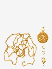 Zodiac coin pendant and chain set, Aquarius - GOLD-AQUARIUS