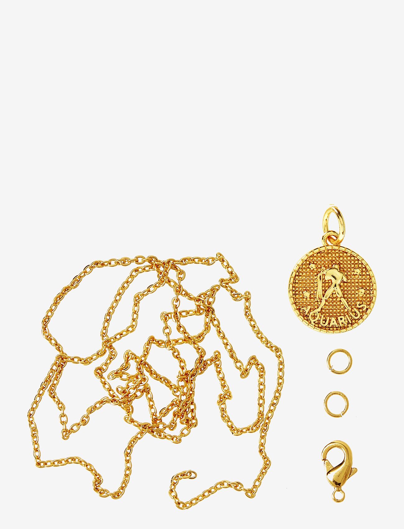 Me & My Box Zodiac Coin Pendant And Chain Set, Aquarius, Jewellery & Tilbehør, Guld, Str: ONE SIZE