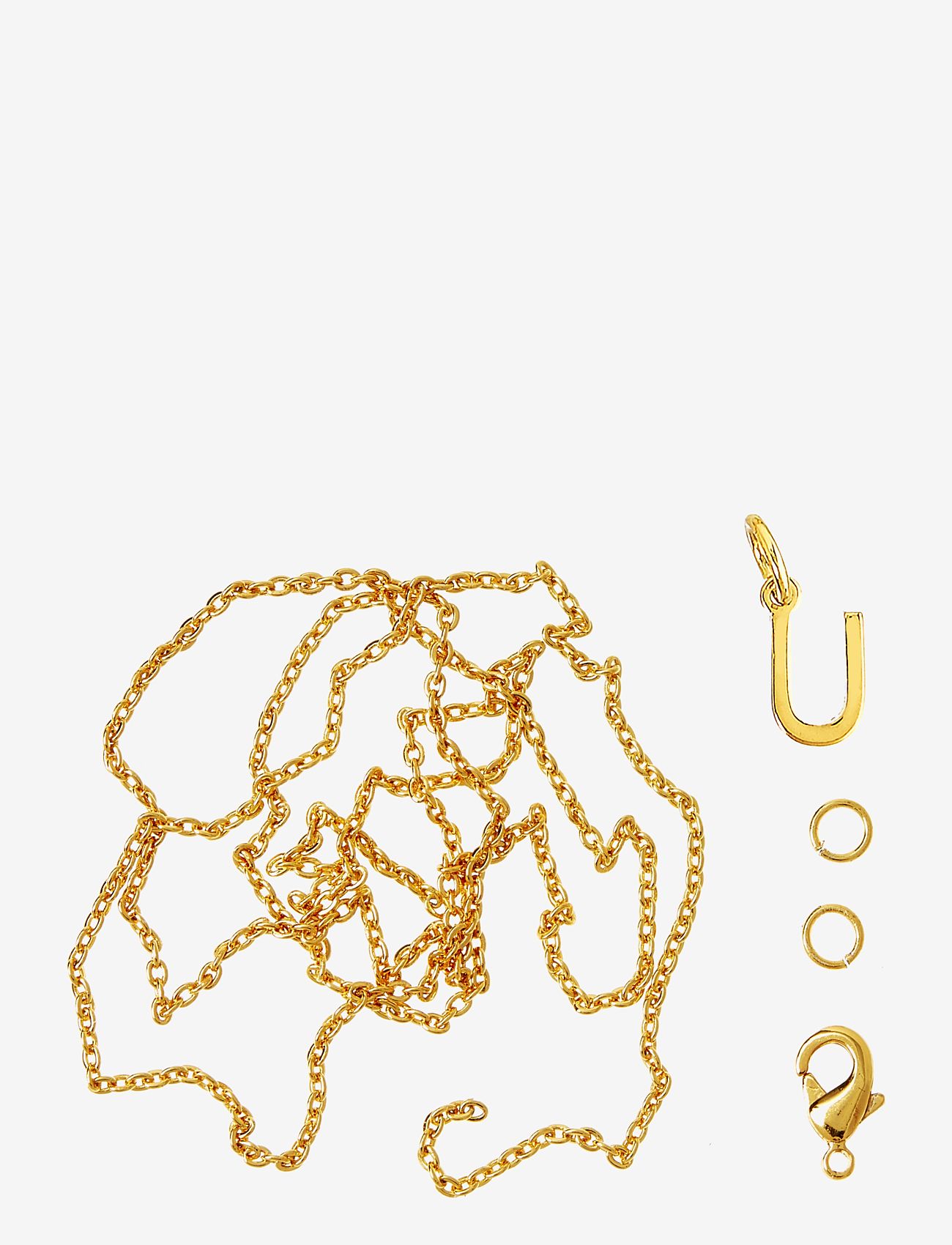 Me & My Box Letter U GP with o-ring, chain and clasp - Tegne & Hobbyartikler - GOLD-U / gold