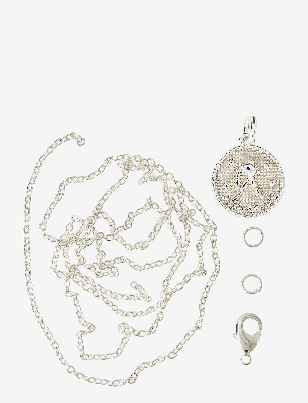Me & My Box Zodiac Coin Pendant And Chain Set, Aquarius, Jewellery & Tilbehør, Sølv, Str: ONE SIZE