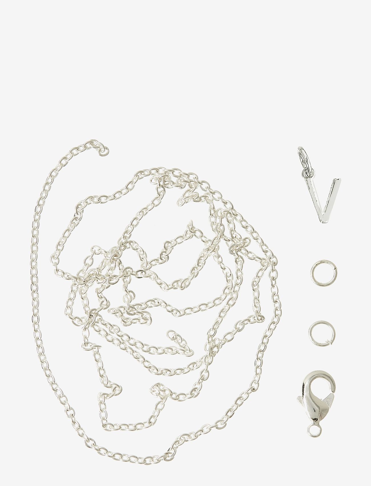 Me & My Box Letter V SP with o-ring, chain and clasp - Tegne & Hobbyartikler - SILVER-V / silver