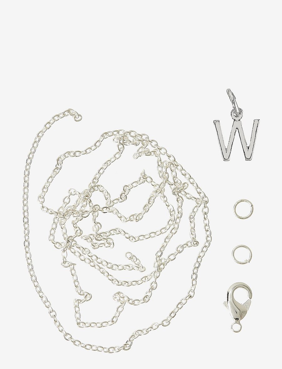 Me & My Box - Letter W SP with o-ring, chain and clasp - smycken & accessoarer - silver-w - 0