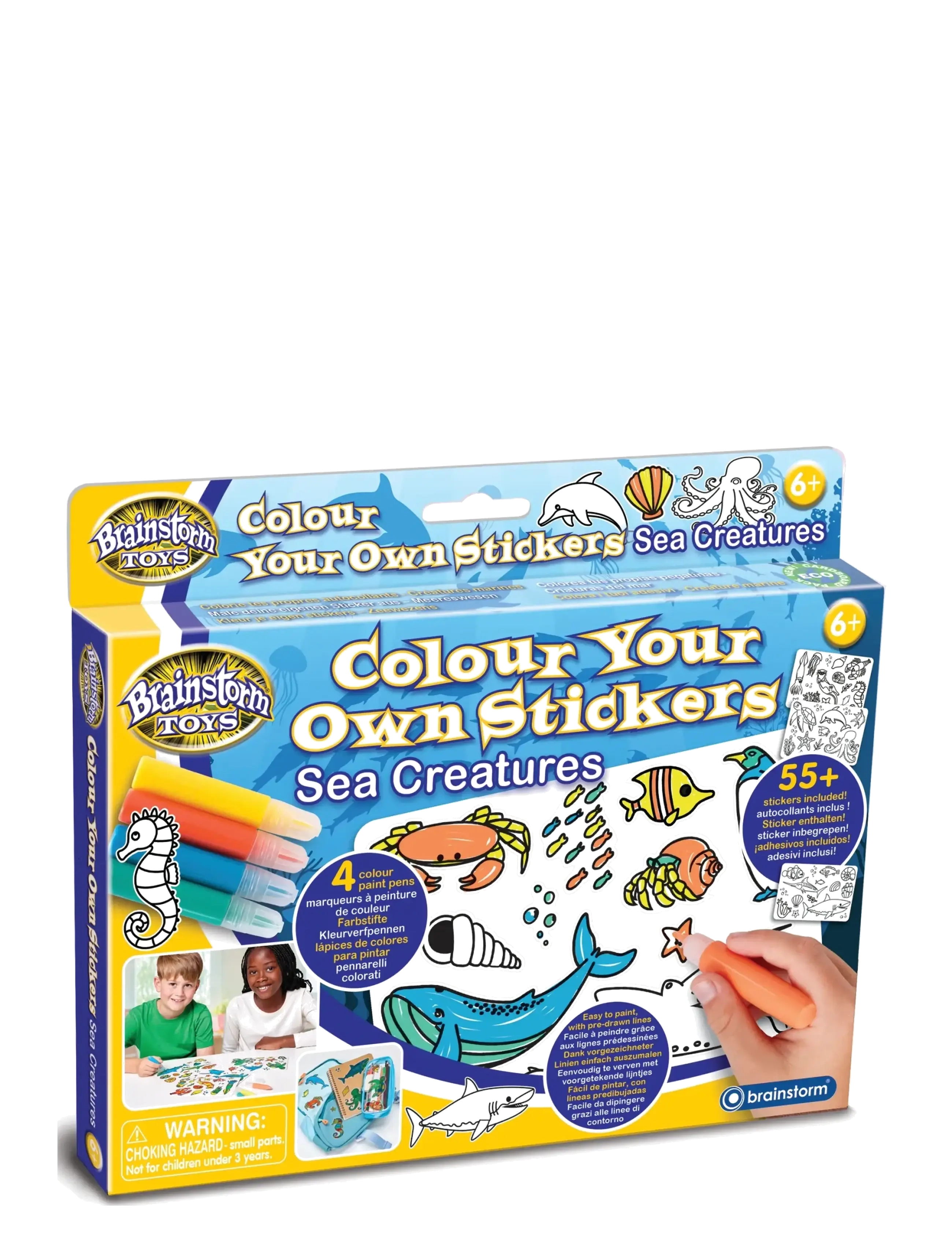 Brainstorm Brainstorm Colour Your Own Stickers- Sea Creatures - Legetøj - MUTI / multi