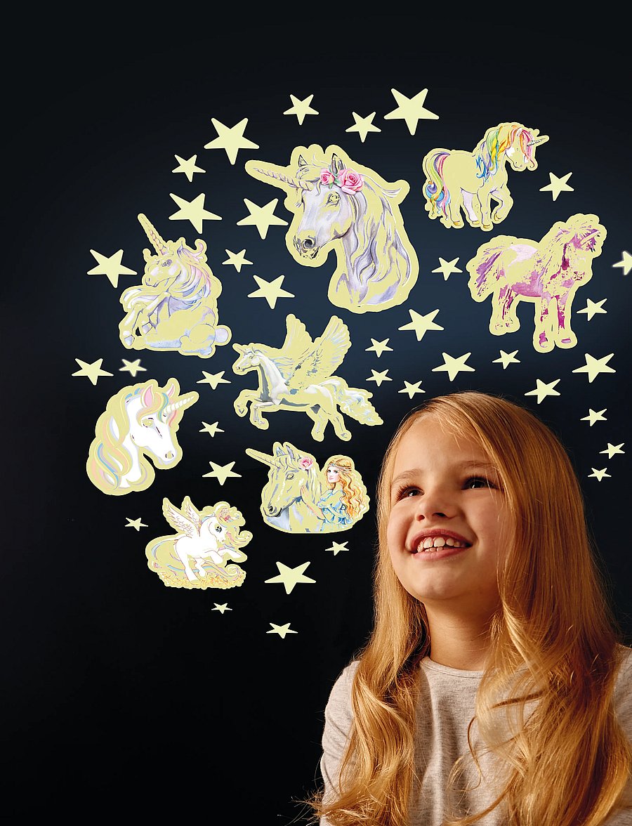 Brainstorm - Brainstorm Glow Stars & Unicorns - klistermärken - multi - 0